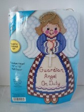 Design Works 1988 Guardian Angel On Duty Wall Decor Plastic Canvas Kit 10" X 16"