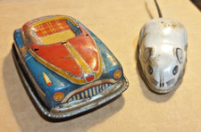 Vintage Tin Toys Car and Mouse
