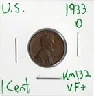 Coin United States Lincoln Cent 1933 D KM132