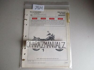 1984 HONDA VF700C MAGNA Set-Up Instructions Manual OEM