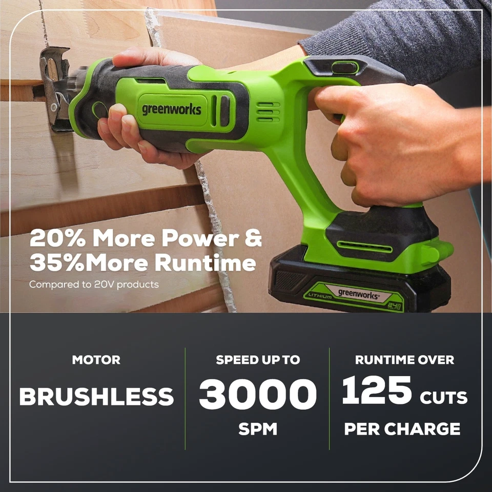 Greenworks 24V Cordless Reciprocating Saw RSG401 - Tool Only - Image 3 of 4