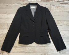 TAHARI Arthur S Levine Women's Size 6 Black Pinstripe Suit Jacket Blazer Lined