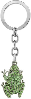 Jeweled Frog Key Chain Crystal Key Ring Green Peridot Colored 3 1
