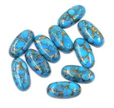  WHOLESALE BLUE COPPER TURQUOISE CABOCHON LONG OVAL SHAPE LOOSE GEMSTONE