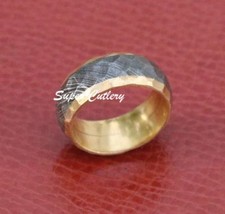 CUSTOM ORDERHandmade DOME Tidal Hammered Damascus Men's Band Men Engagement Ring