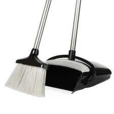 Foldable Broom and Dustpan Sweep Clean Set Dust Pan Broom Upright  w/ Lid Combo