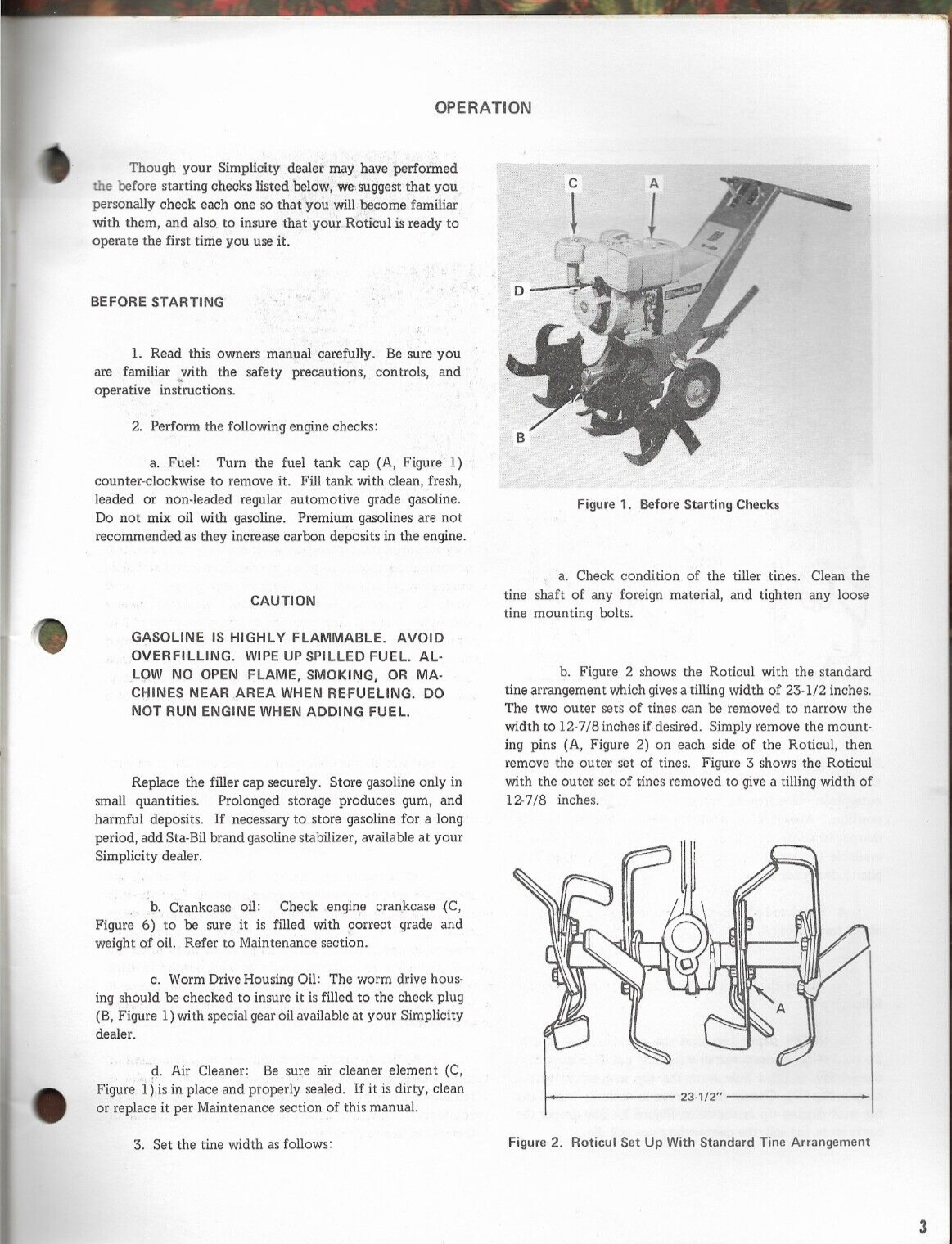 SIMPLICITY ROTICUL REVERSING ROTARY TILLER No. 910 8 HP Operator's ...