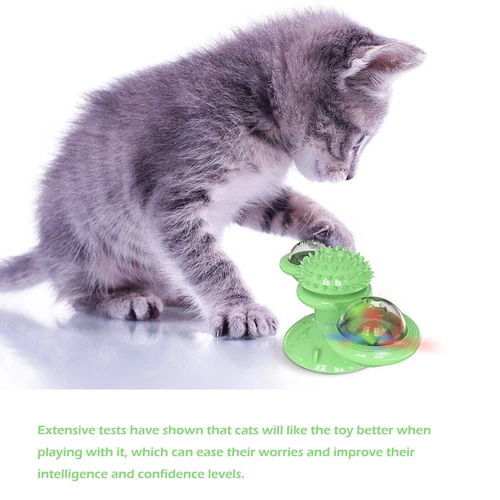 Interactive Turntable Windmill Spin LED Glow Ball Catnip Lighting Kitten Cat Toy - Bild 5 von 13