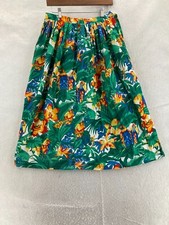 Vintage 90s Tropical Skirt Womens 28 Wrap Button up Bird Floral Print