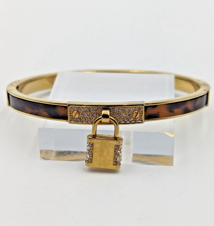 Brazalete Brazalete Michael Kors Tono Dorado Cáscara de Tortuga Cristal Pavimentado Foto 3 de 4