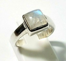Sterling Silver Square Cabochon Moonstone Ring Size 6 1/2