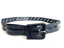 Vintage Retro Navy Plastic Belt with Plastic Buckle