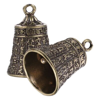 2pcs Heart Bell Pendants Vintage Brass Bells DIY Keychain Accessories