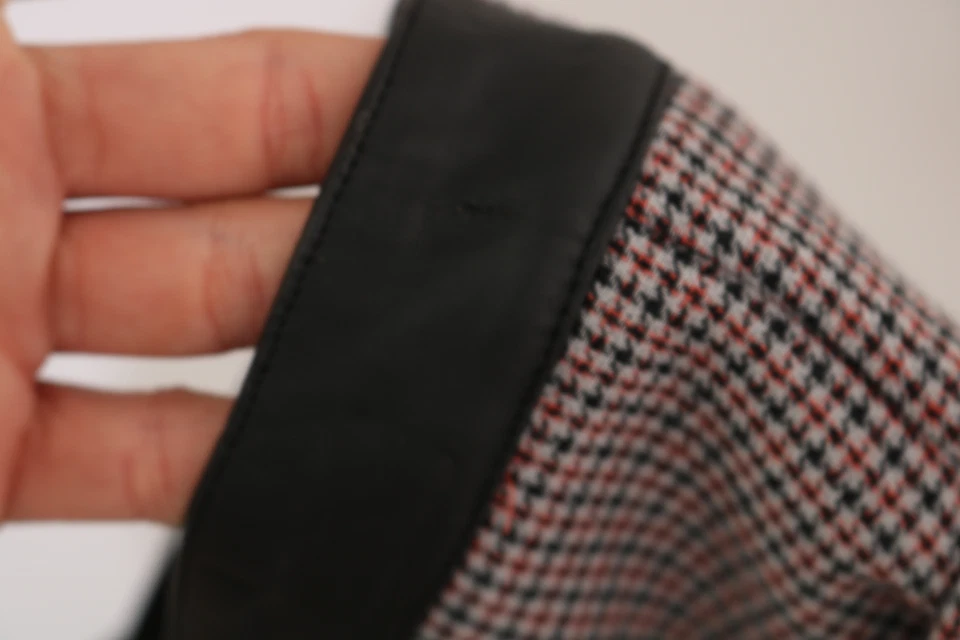 C'N'C COSTUME NATIONAL Shorts Plaid Black Leather Waist Mini IT40/US6/S RRP $200 - Image 2 of 4