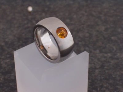 Neu Edelstahl Ring Silber Damen Perlen Kugel drehbar Swarovski Topaz Bandring 10