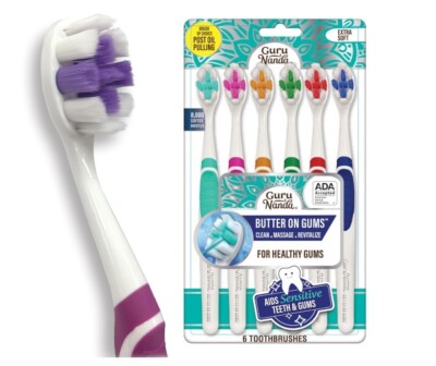 GuruNanda Butter on Gums Toothbrush with Extra Soft Bristles for Sensitive Gums