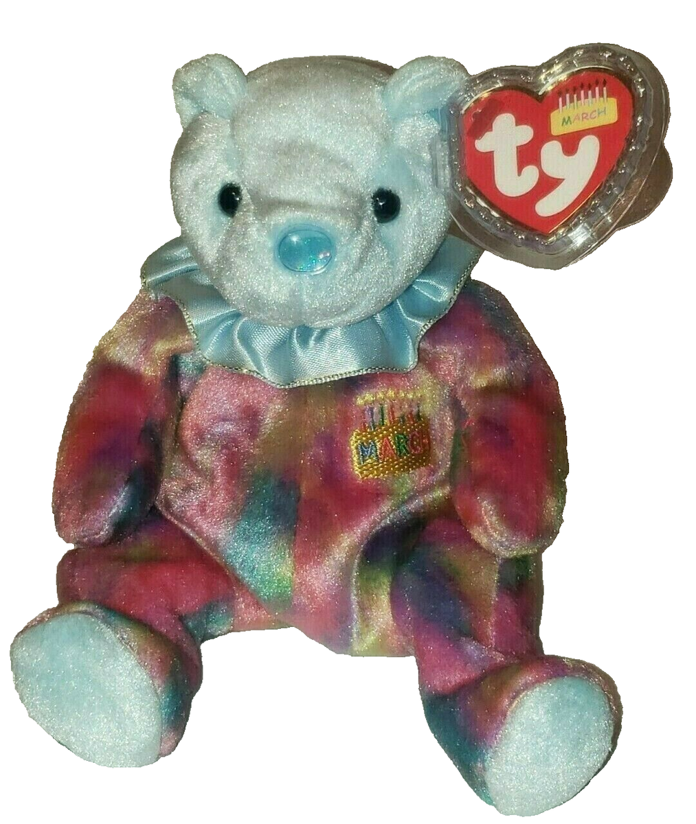 Ty Beanie Baby MARCH the Birthday Bear inch) NEW MWMTs Stuffed  Animal Toy