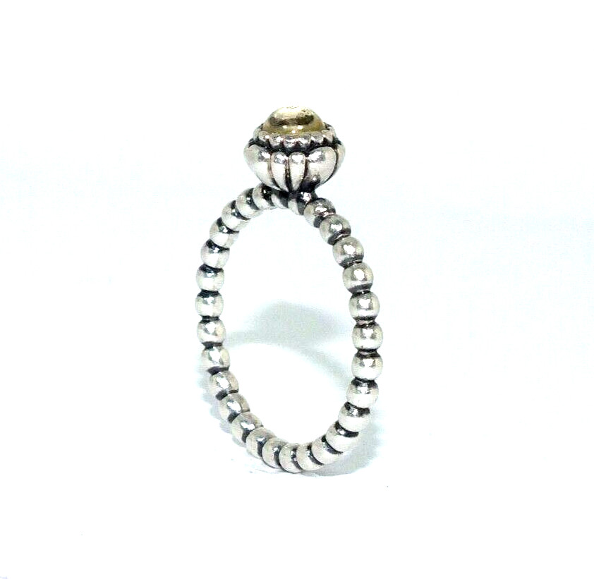 Ladies solid silver Pandora bead ring set with an… - image 3