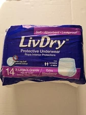 LivDry Adult Diapers Protective Underwear Extra Absorbent Size XL 14 Count