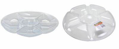 Clear 7 Compartment 14 Inch Plastic Platter-Events and Casual Use Set for Party