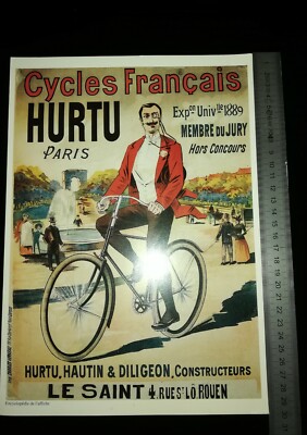 Plaque métal 40x30cm, repro ancienne affiche publicitaire vélo cycle MARCOT