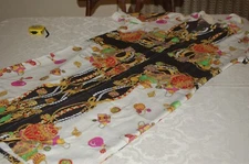 Blouse dress, black and white, fancy, viscose, size M, see measurements, used