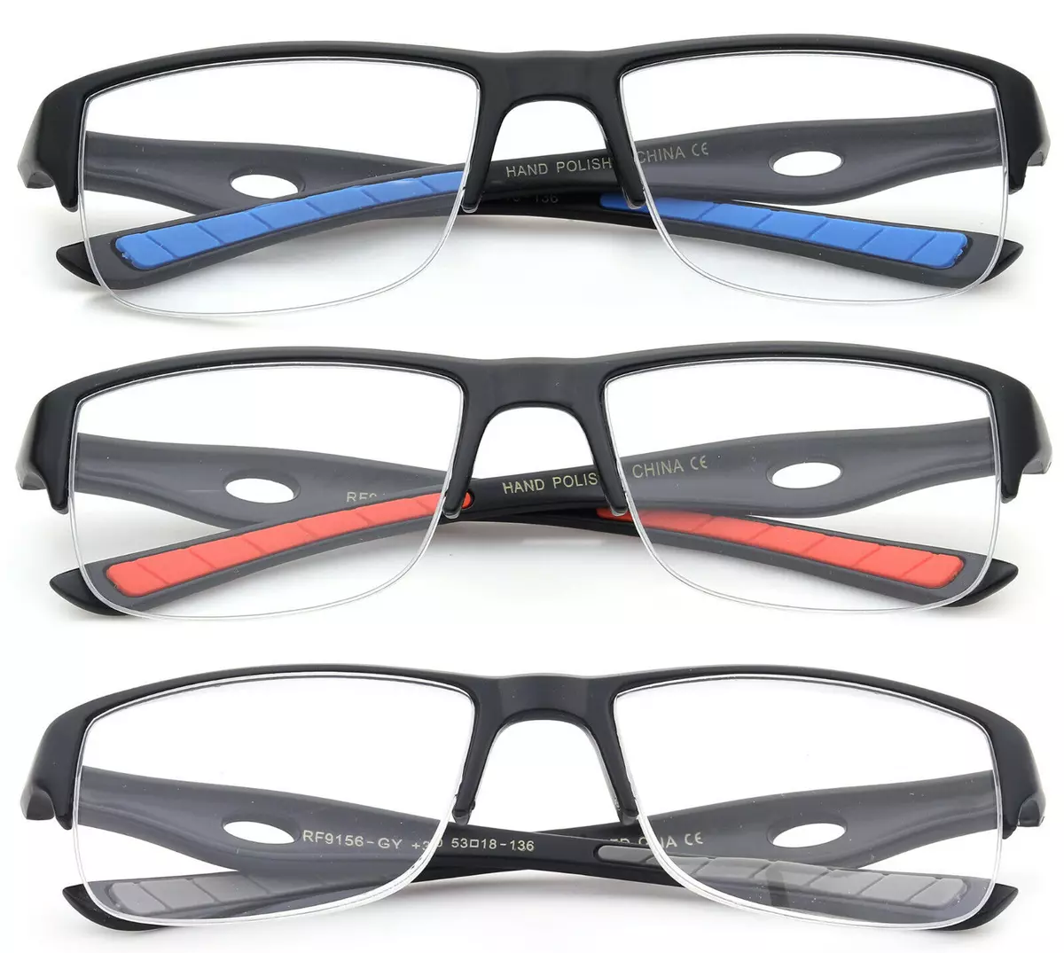 ciclo crear personalizado Gafas de Lectura Deportivas para Hombre Lentes Clásico Media Montura  Rectangular | eBay