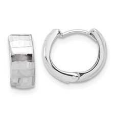14K White Gold Polished Huggie Hoop Earrings 1.3g L-11.47mm, W-12.71mm for Mom