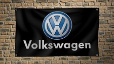 Volkswagen 3x5 Ft Black Flag Racing Car Show Banner Cave Decore Wall Banner