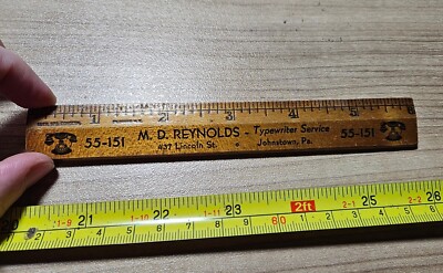 Typewriter Ruler Vtg M. D. Reynolds Royal Typewriter Service Johnstown PA Advertising ...