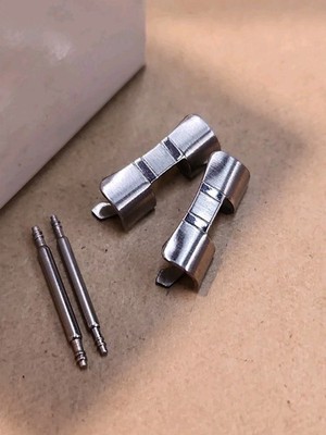 Set Of NOS 14mm Stainless Watch Band Curved Endpieces W/5mm Center Cut
