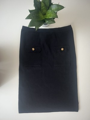 Koton Studio Rock S Schwarz Strickoptik Stretch Goldknöpfe Elegant sexy 