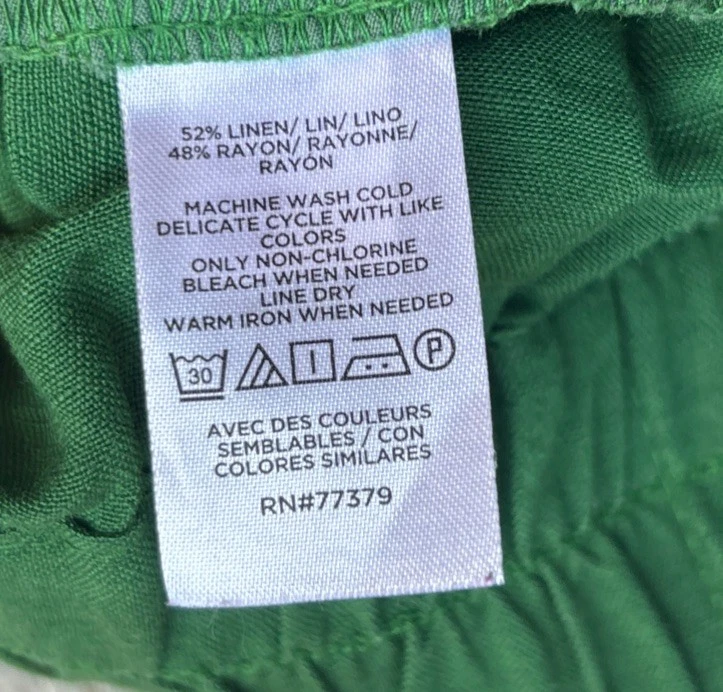 Ann Taylor 裤子女式绿色裤亚麻混纺阔腿裤尺寸 XLP 假日 — 第 4/4 张图片