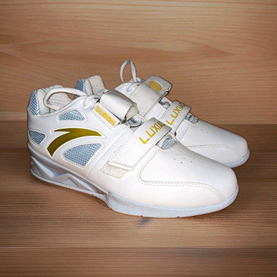 *New* ANTA Luxiaojun Weightlifting Shoes Mens Size 8 White/Gold *Rare*