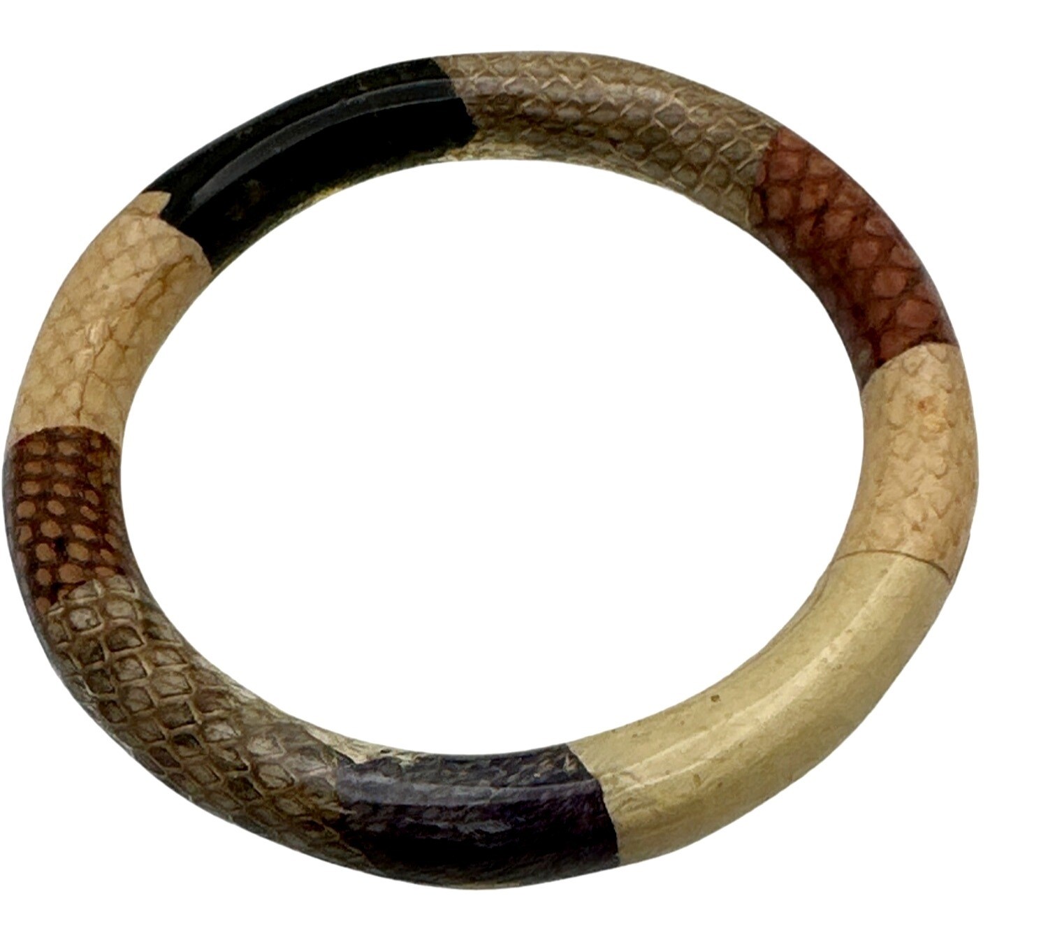 Vintage Patchwork Snakeskin Bangle Bracelet Lucit… - image 2