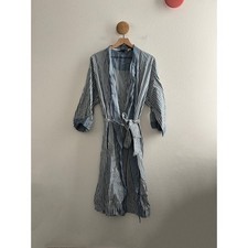 Christian Dior Monsieur Mens Blue White Striped Cotton Robe One Size Vintage