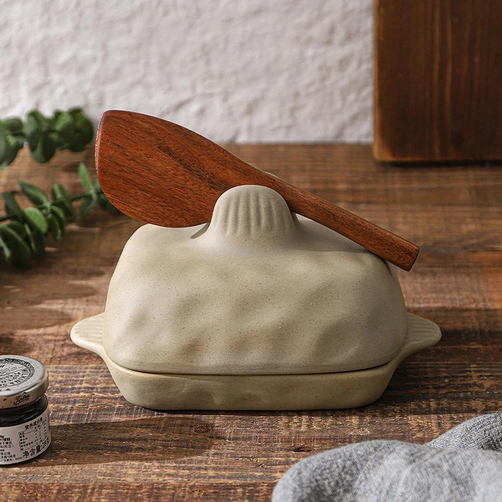 Butter Dish Holder with Cutting Tool Storage for Hotel Farmhouse Bread Shops