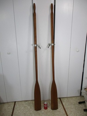 2 Vintage 6 Foot Wooden Boat Oars Paddle with Oar Locks