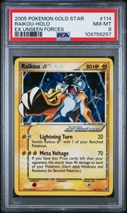 Pokémon - Raikou Gold Star - 114/115 - EX Unseen Forces - PSA 8 - NM-MT