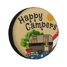 Spare Tire Cover for RV Camper Trailer Weatherproof 15 inch Camper and Flag