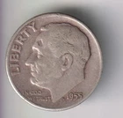 1955-D ROOSEVELT DIME 10¢ DENVER 90% SILVER COIN UNITED STATES MINT