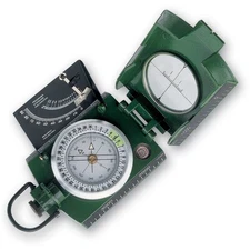 Metal Compass Liquid Filled With Clinometer Green