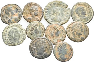 FITZ ROMAN EMPIRE LOT 10 COINS FOLLIS AE ØNON591