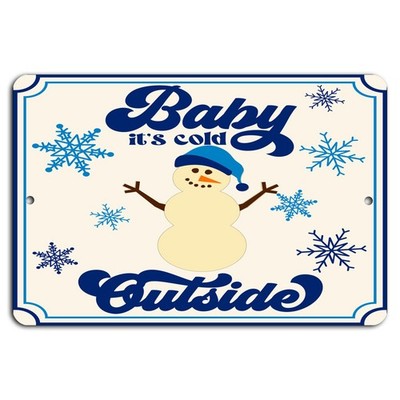 BanginPrints Winter Charm Sign Blue Snowman Baby Its Cold Outside 8x12