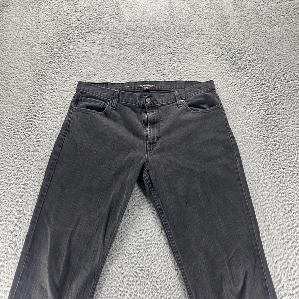 Michael Kors Jeans Mens 36x32 Black Dark Wash Cotton Stretch Grant Classic Fit - Image 2 of 4