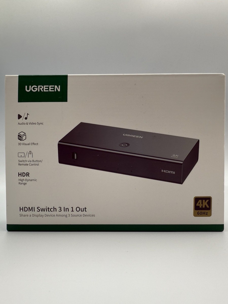 Switch HDMI 3 En 1 SGEYR - Commutateur Automatique 4K Avec Télécommande Pour PS4, Xbox Et Plus