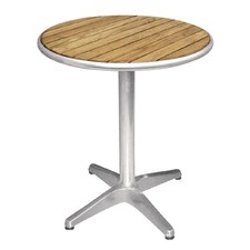 Bolero Round Table with Ash Wood Top and Aluminium Base - 720X600mm