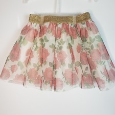 Disney Skirt Girls XS 4-5 White Pink Floral Flowers Tutu Belle Princess