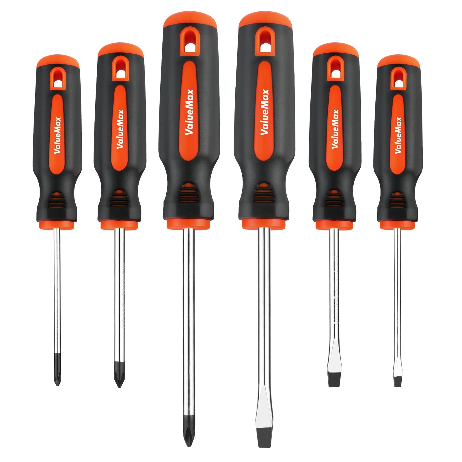 ValueMax 6-Piece Magnetic Screwdriver Set, 3 Phillips and 3 Flat Tip Screwdri...
