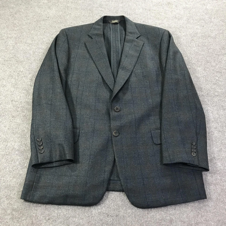 Paul Stuart Blazer Mens 44 Long Plaid Lambswool Cashmere Suit Jacket Classic - Image 2 of 4